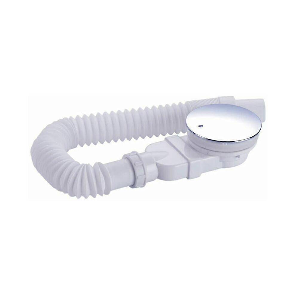 90mm shower drain, extra flat, shower tray drain hole, siphon with anti-odor system, hair filter, flexible, chrome cover, white, monobloc