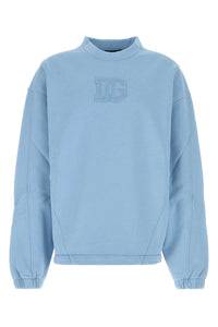 Dolce & Gabbana Logo-Embroidered Cotton Sweatshirt — Blue