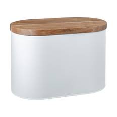 Denby White Bread Bin With Acacia Lid