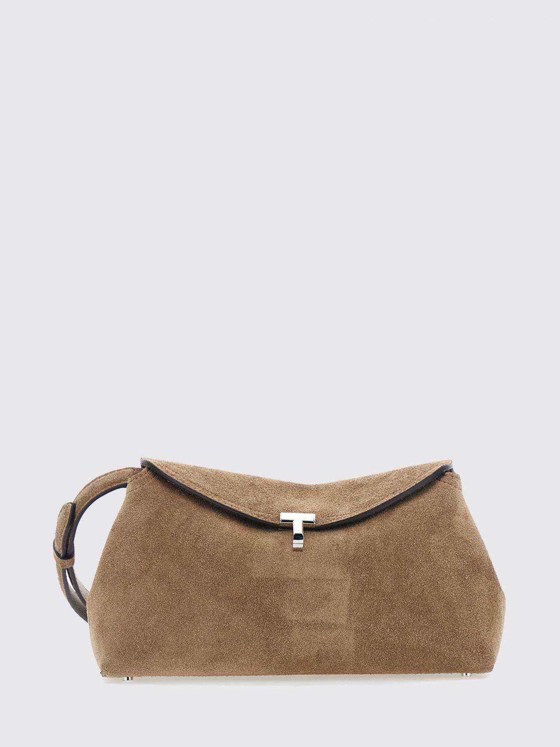 TOTEME T-Lock Wildleder-Clutch mit metallischem Monogramm - OS