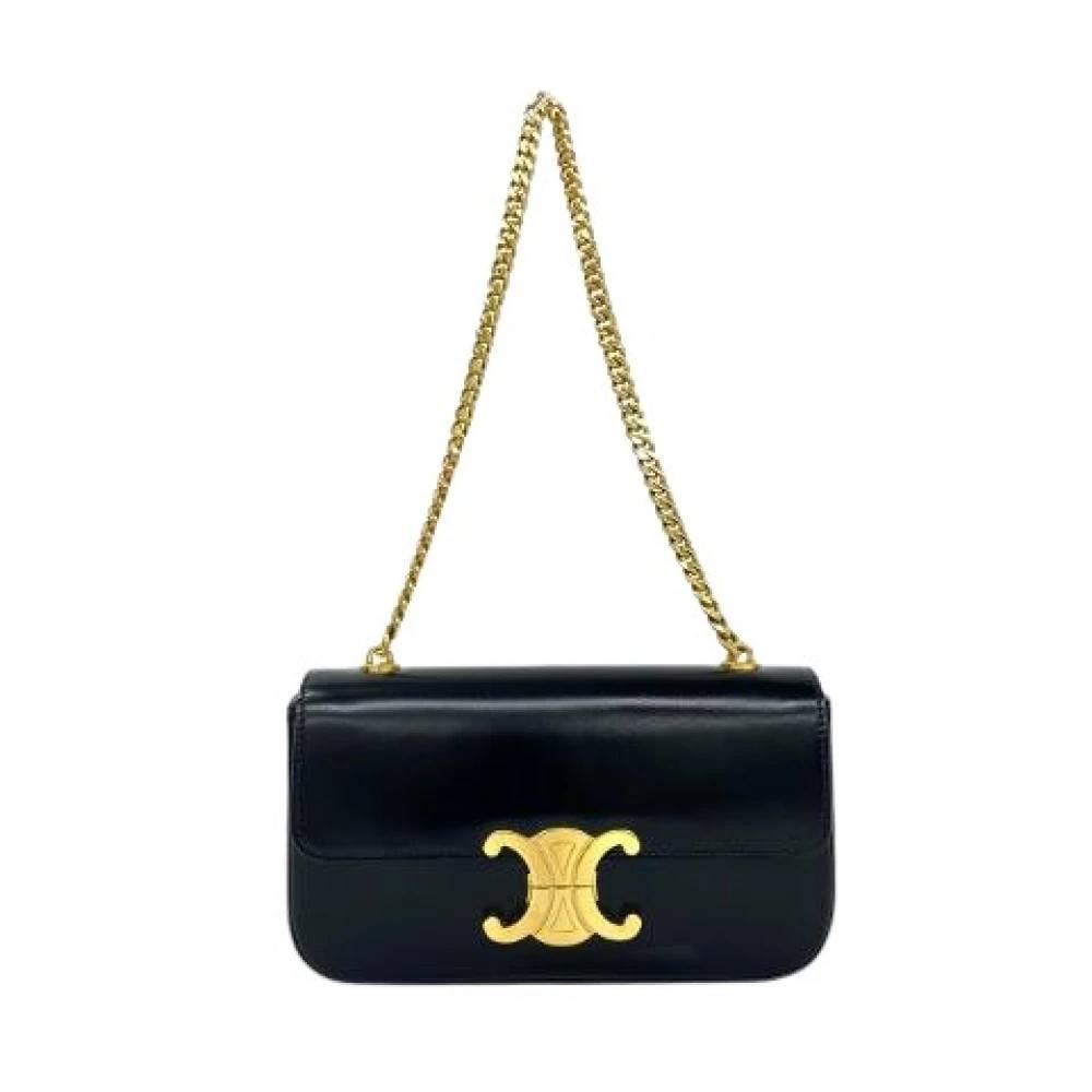 Celine Vintage Pre-owned Claude Læder Skuldertaske - Vintage - Dame - Sort - ONE SIZE - Uld