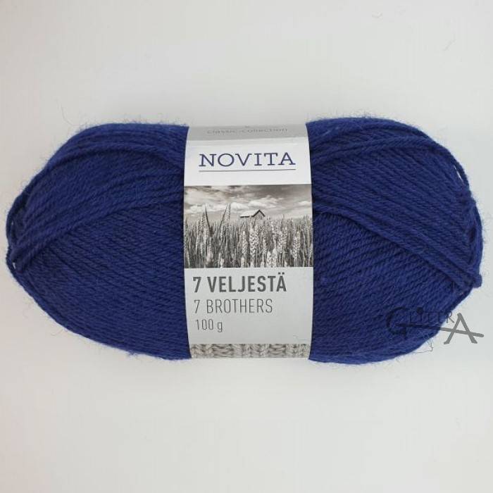 Novita 7 Bröder Aran Enfärgade 100g - Novita 7Bröder Marinblå 170 - Novita7BröderMarinblå170