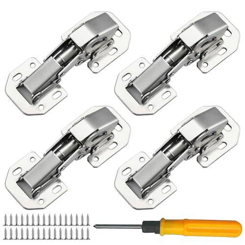 Jiaxitek 4-pack mjuka stängande dämpande gångjärn, 90 graders dolda skåpgångjärn med spårlös design, lätt att installera för skåp, lådor, fönster och skåpdörrar