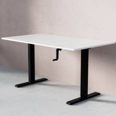 Höj och sänkbart skrivbord - Standard med vev, Storlek 140x80 cm, Bordsskiva Vit, Stativ Svart