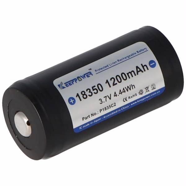 Keeppower 18350 3,6 volt Li-Ion batteri 1600 mAh med säkerhetskrets