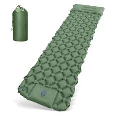 HyAdierTech Liggunderlag camping självuppblåsbar, självuppblåsande luftmadrass, ultralätt liggunderlag camping, madrass med liten förpackningsstorlek, sovmatta med kudde för vandring, cykling (grön)