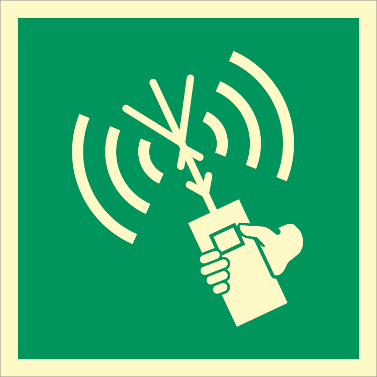 Two-Way VHF Radiotelephone Apparatus (Survival Craft Portable Radio) - Efterlysende Vinyl HI150 - 150 x 150 mm