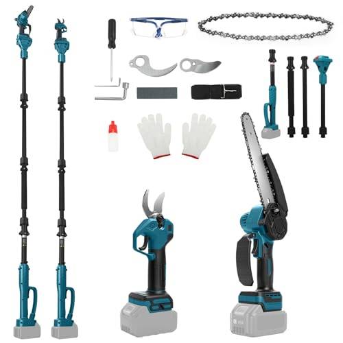 4 i 1 sladdlös motorsåg och sekatör för Makita 18V (utan batteri) | 8 tum, skaftmotorsåg med 2 m förlängning, 30 mm elektrisk sekatör, med reservblad