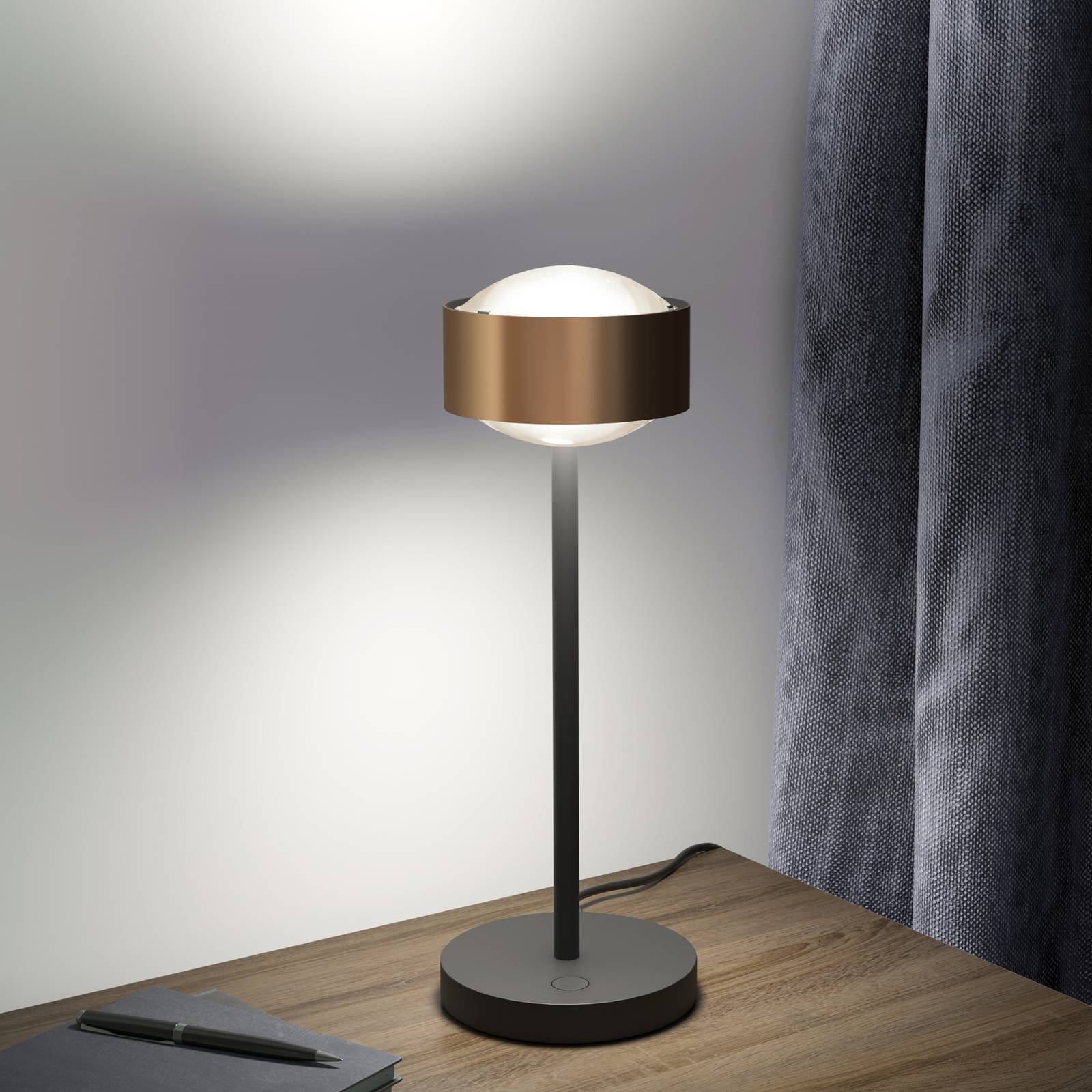 Top Light LED bordslampa Puk! 120 Eye Table, dimbar, Svart, Vardagsrum / matsal, Aluminium / grå / zink, Modern, LED-bordslampa