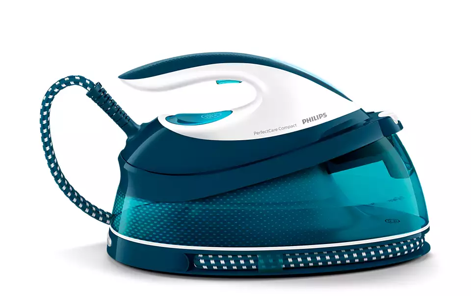 Philips Iron GC7844/20 PerfectCare Compact Strygesystem, 2400 W, Vandbeholderkapacitet 1500 ml, Kontinuerlig damp 120 g/min, Grøn.