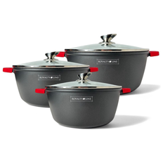 Casserole SET - Die Cast - Non Stick Greblon Marble Coated - 36cm/40cm/44cm - Royalty Line