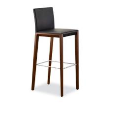 Walter Knoll - Andoo Barstool Low 1144, Nutwood with Sapwood, Leather Cat. 40 Select 1356 Brown, Teflon Glides - Barstolar & barpallar - EOOS - Brun - Läder/Metall/Trä