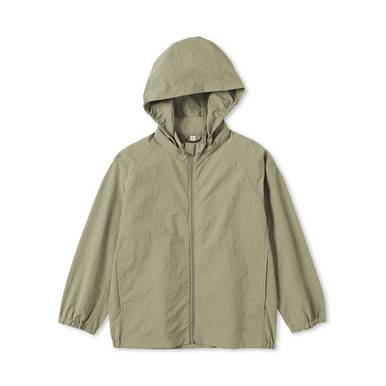MUJI | Kids' Recycled Nylon Water-Repellent Hooded Jacket Black 9 - 10 Years (140 cm)