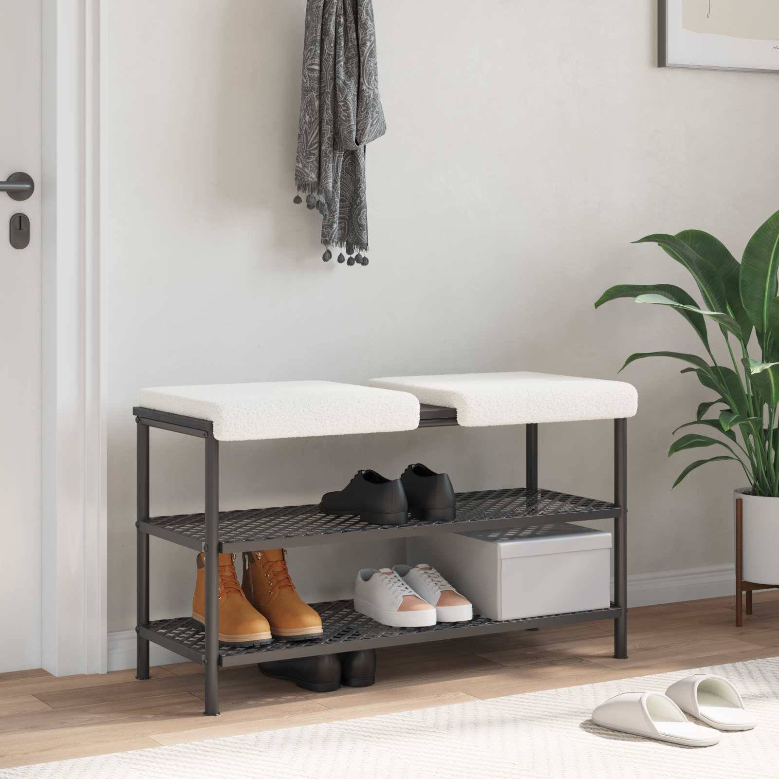 vidaXL Bänk kudde 2 st Sherpa tyg Gräddvit Djup 35 cm