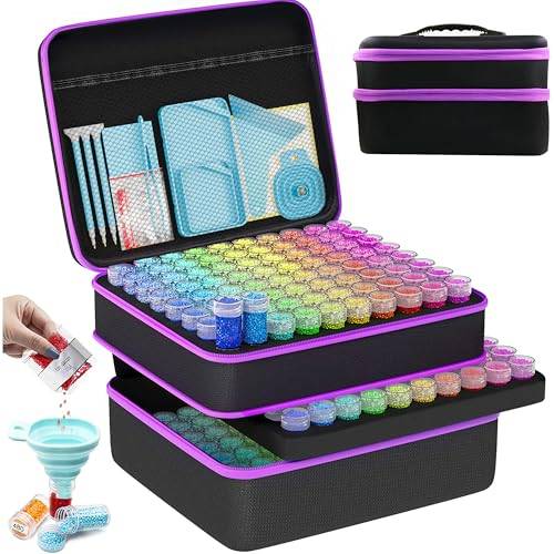 ARTDOT 5D Diamond Painting Accessory Boxes, 240 Pieces Storage Boxes in Funnel and Stickers Bag