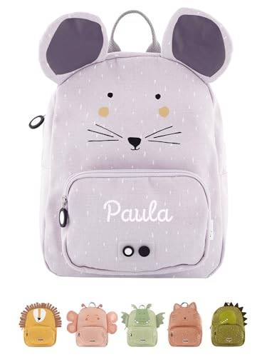 wunderwunsch TRIXIE Kindergartenrucksack, Rucksack für Sportunterricht Schule und Kindergarten, Hort und Krippe, personalisiert mit deinem Wunschnamen (Maus, Groß (7,5 Liter))