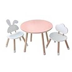 KYWAI® Kids table and chair Set. Quality Wood Furniture. Desk for Children's Room, Small Round Table Stimulating Creativity and Learning. (Pink)
