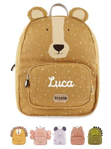 wunderwunsch TRIXIE Kindergartenrucksack, Rucksack für Sportunterricht Schule und Kindergarten, Hort und Krippe, personalisiert mit deinem Wunschnamen (Bär, Klein (5,25 Liter))