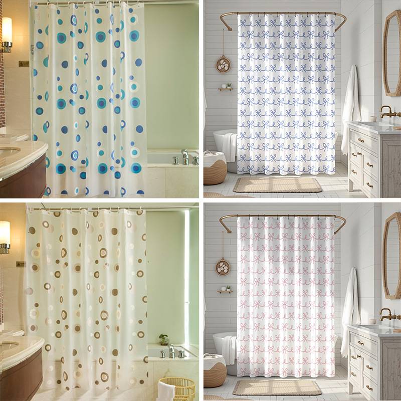 Shower Curtains Circle Print Modern Style Waterproof Bathroom Curtain Water Resistant Peva Fabric Dry-wet Separation 200cm