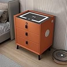 Modern Nightstand, Smart Bedside Table with Wireless Charging Station, Speaker, Fingerprint Lock, and Drawers, Side Table, Smart Table, Coffee Table for Bedroom,01,40 * 40 * 60cm