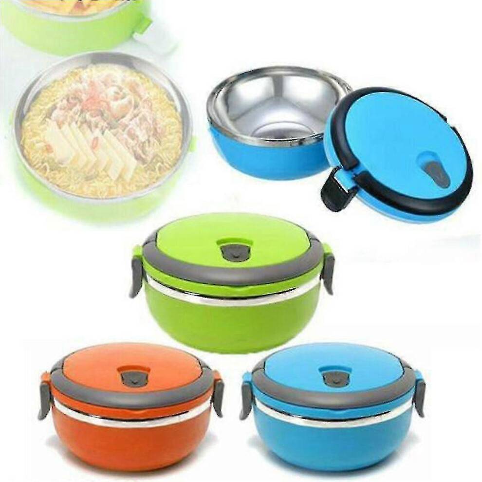 (Single layer orange) Hot Food Flask Stainless Steel Lunch Box Thermos Vacuum Insulated Trave Portable
