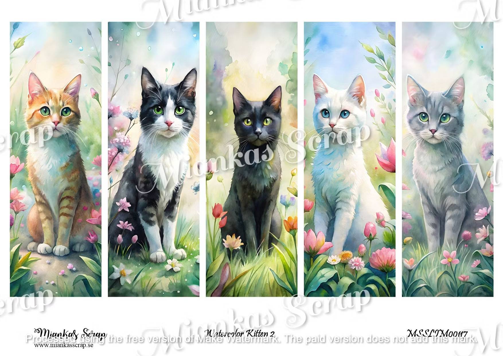 Miankas Scrap klippark - Watercolor Kitten 2