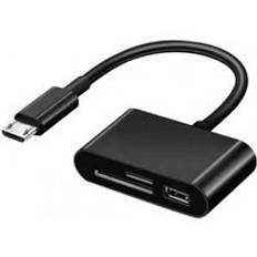 Sd-kortläsare usb c-kortläsare 3 in 1 usb 2.0 tf mirco sd smart minneskortläsare typ c otg flash-enhet kortläsare adapter - Svart usb