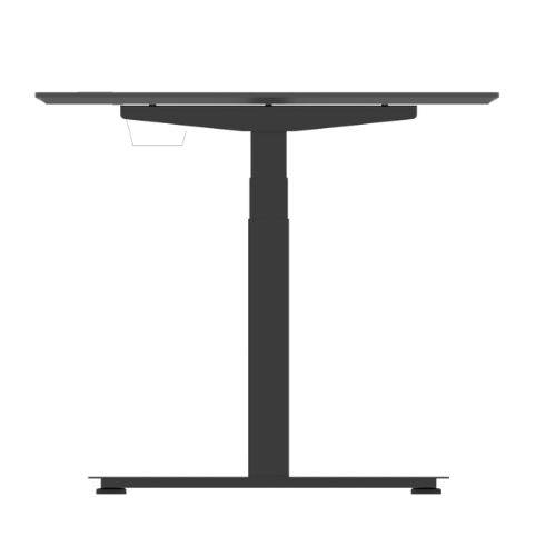 Cube UP Hæve/sænke bord 160 x 80 cm, Hvid laminat bordplade, sort faset kant, Sort 3-leddet stel