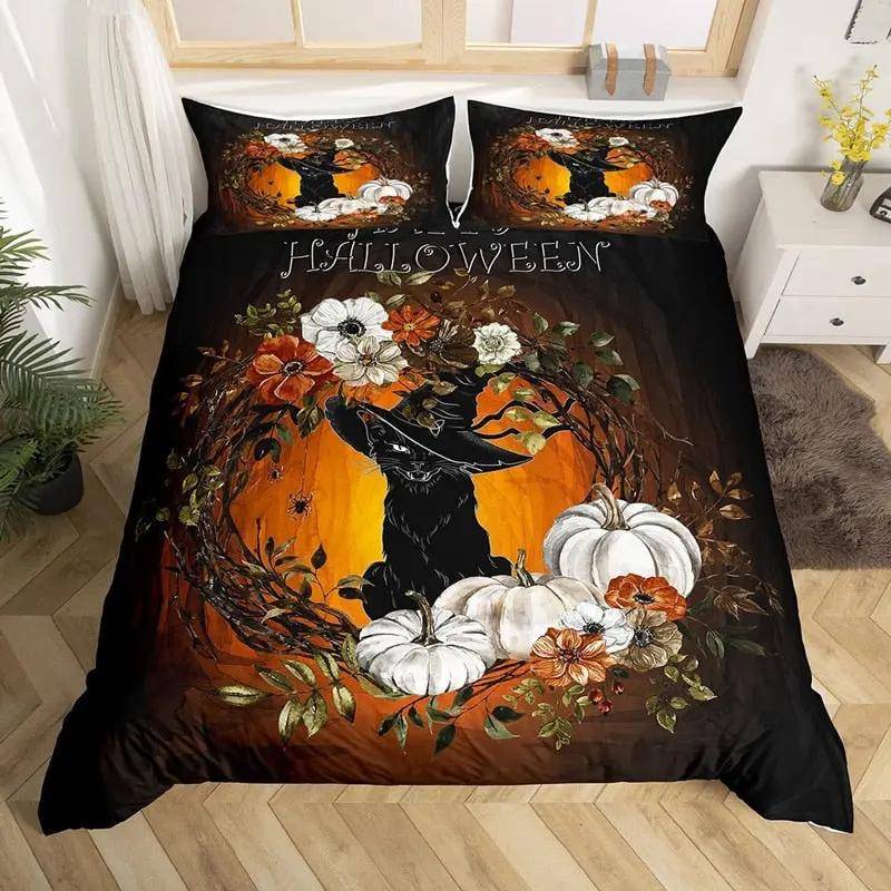 Påslakan Med Vitlök Och Halloweenblommor, 200 x 200 cm