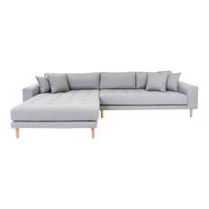 Lido Lounge Sofa - Lounge Sofa, vänster vänd i ljusgrå med fyra kuddar,