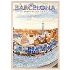 Barcelona, Spanien - Park Güell, Mosaikhägring I Skymningen, Vintage Reseaffisch - Premium 500 bitar pussel - MyPuzzle specialkollektion från Havana Puzzle Company