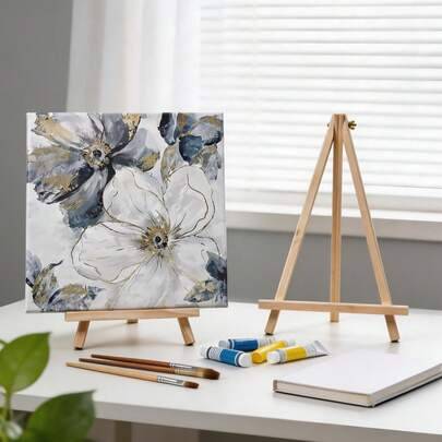 1 st trästaffli, skrivbordsstativ, lämplig för studentskrivbord, målartavla, konsthantverk, målning, foto, canvasdisplayställ, vuxenmålningsmaterialst - Multi-color