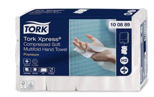 Tork håndklædeark H2 Premium soft Tork nr. 100889 2 lags 3-fold 34x21,2cm.