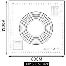Non-stick silikon bakmatta stor storlek återanvändbara mattor tårta dessert bakverktyg - 60 x 60cm svart