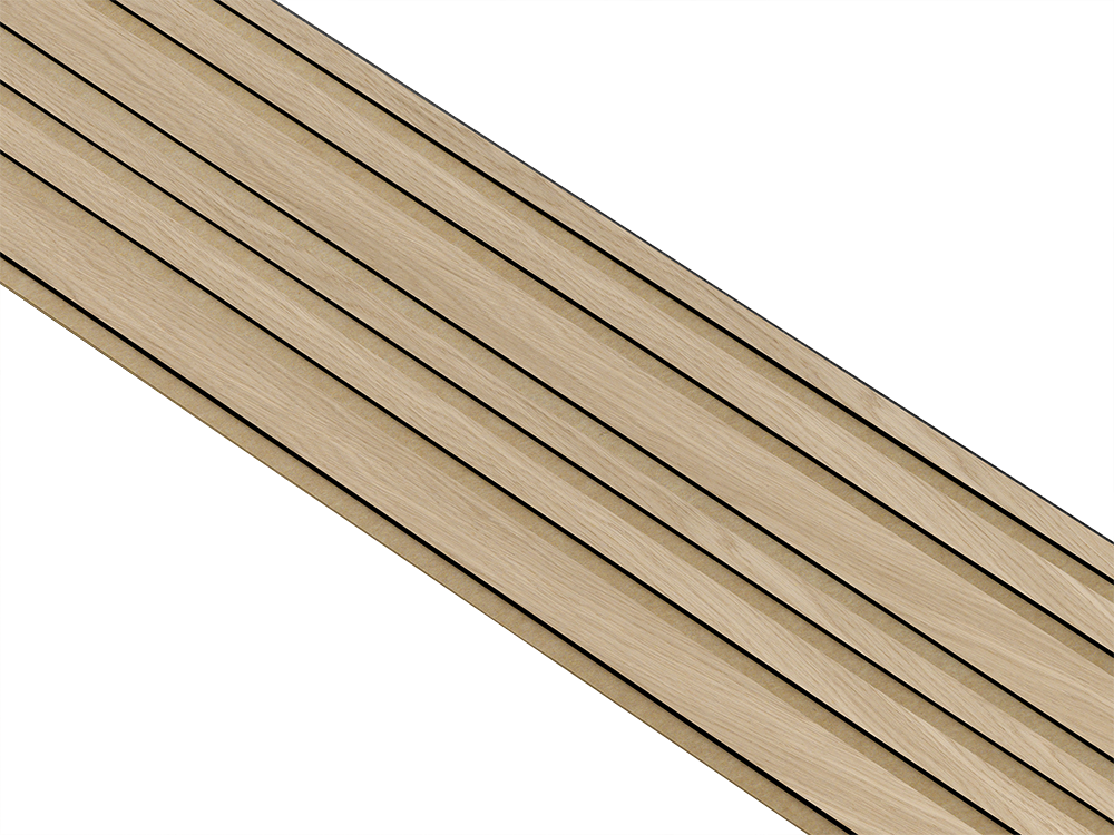 I-Wood Basic Mixed listebredde paneler, i sort kerne, hvid oliering - mål 17 x 300 x 2780 mm.