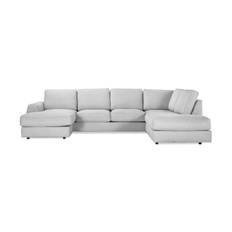 Optus Lyx 4-sits Högervänd U-formad Soffa med Divan och Schäslong i Tyg - Grå U-soffa Scandinavian Choice