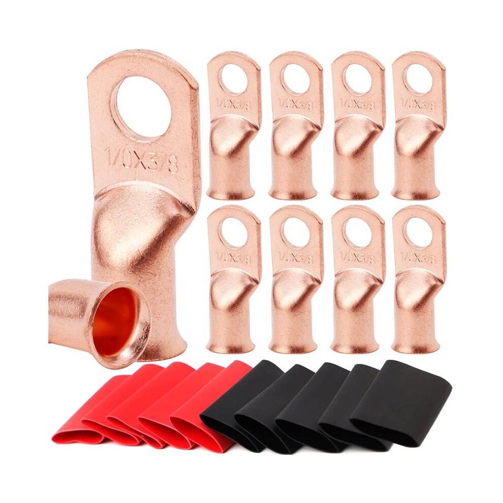 1/0 AWG-3/8 Battery Lugs,Heavy Duty Wire Lugs,Ring Terminals,Battery Cable Ends,Battery Terminal Connectors