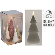 LED Vokslys Træ med Realistisk Flamme Ø: 7,5 x H:11 cm, Hvid