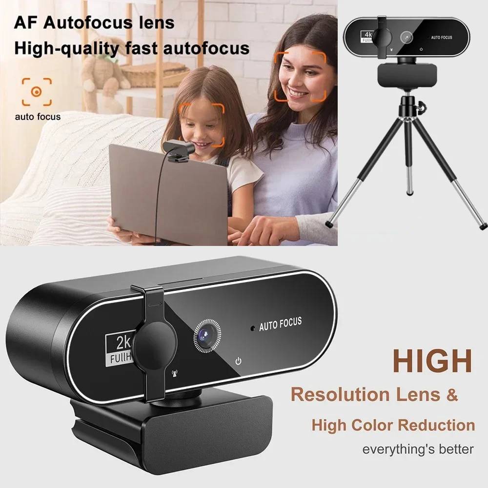 4K 2K 1080P Autofocus Webcam Full HD Camera Web Cam for Laptop PC Windows IOS PS5 With Microphone Video Calling Gamer Live Show