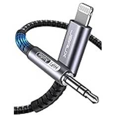 JSAUX Flash till 3,5 mm ljudkabel 1,8 m, Lightning-ljudkabel kompatibel med hörlurar, kompatibel med iPhone SE/11/11 Pro/11 Pro Max/X/XR/XS Max/8/8P/7/7P – Grå