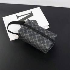 Minimalistiskt gammalt blommönster för män, clutchväska för män, förvaringsväska med retropräglat mönster, liten fyrkantig handväska i PU-läder, vatte - Svart (En-Storlek)