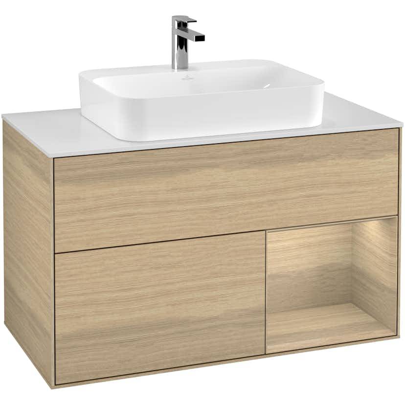 Tvättställsskåp Villeroy & Boch Finion med 2 Lådor Hylla och Bänkskiva för Ytmonterat Tvättställ