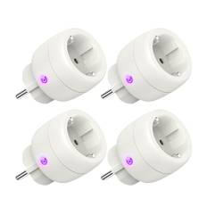 Wlan Steckdose kompatibel mit Alexa & Google Home, Smart Plug mit Strommessung, Smart Life App-Steuerung, 3680W, 16A,2.4GHz, 4er Pack