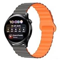 Koelaa 22 mm silikonarmband kompatibelt med Amazfit Bip 5/Cheetah/GTR 3 Pro/GTR 2 eSIM, mjukt ventilerande sportigt silikonarmband, magnetiskt silikonband, grått + orange