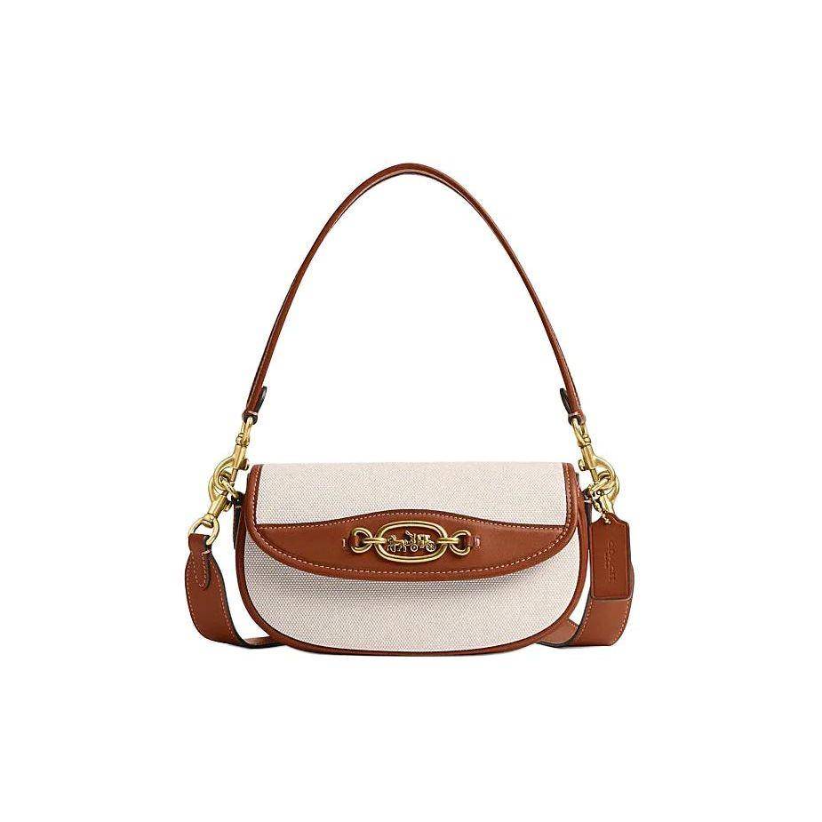 Coach Harley 23 Logo Fabric And Leather Tote Shoulder Bag Small Women bags Brass CR668-B4WRK Basic Set (Bag+Dust Bag)