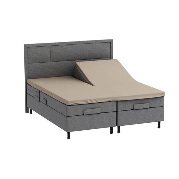 Splitlagen - U lagen 180x200 cm - bomuldssatin TC400 - sand - Premium