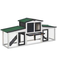 Kaninbur/smådjur gran vit/grön 204x45x80 cm