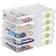 SmartStore 1 L x 10-st - Små Förvaringslådor i plast med lock - 10 års garanti - livsmedelssäker - clips - stapelbara- BPA-fri- 21 x 17 x 6 cm