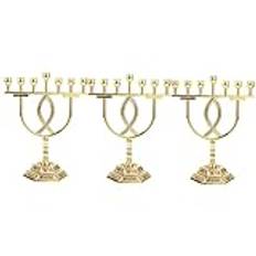 SEWACC 3 St 7 Ljusstake Judiska Ljusställ 7-grenad Menora Hanukkah Traditionell Judisk Menorah Religionsljusstakar Kyrkkandelaber Menora Heminredning Matbord Tempel Metall