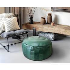 Läder Sittpuff Grön